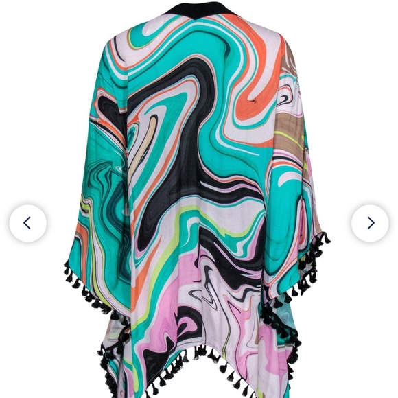 Trina Turk Nazare Kimono Swim Cover Up - Multicolor Marble - Picture 3 of 9
